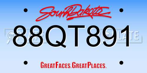 88QT891 South Dakota License Plate