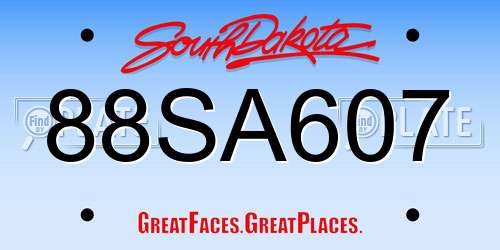 88SA607 South Dakota License Plate