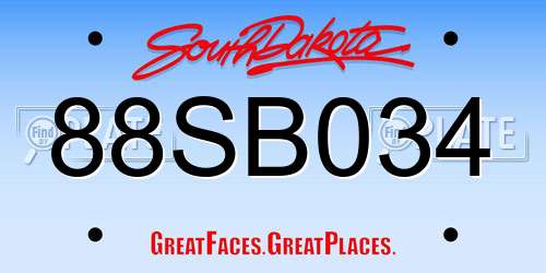 88SB034 South Dakota License Plate