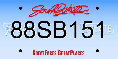 88SB151 South Dakota License Plate
