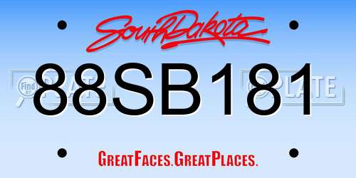 88SB181 South Dakota License Plate