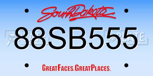 88SB555 South Dakota License Plate