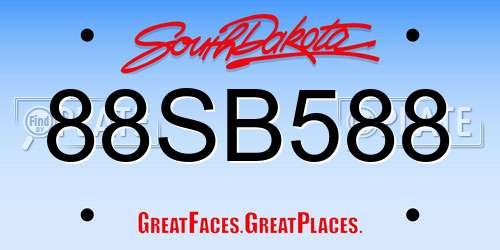 88SB588 South Dakota License Plate