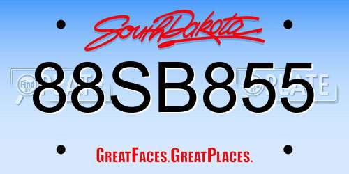 88SB855 South Dakota License Plate