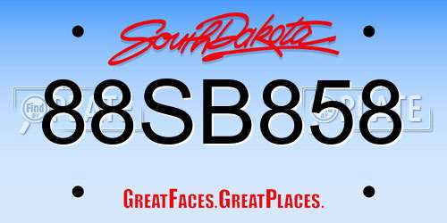 88SB858 South Dakota License Plate