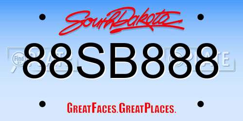 88SB888 South Dakota License Plate