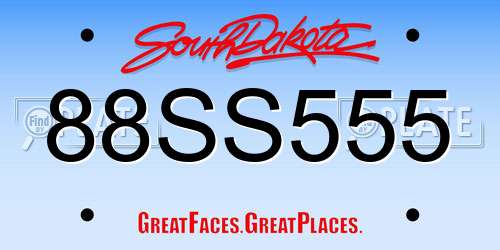 88SS555 South Dakota License Plate