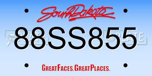 88SS855 South Dakota License Plate