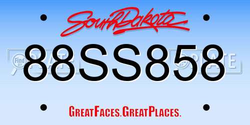 88SS858 South Dakota License Plate