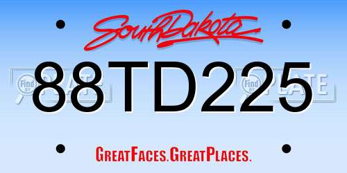 88TD225 South Dakota License Plate