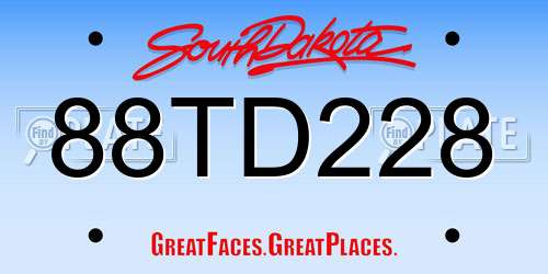 88TD228 South Dakota License Plate