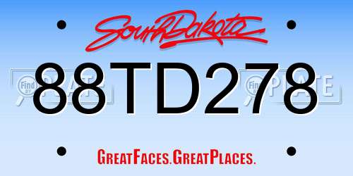 88TD278 South Dakota License Plate