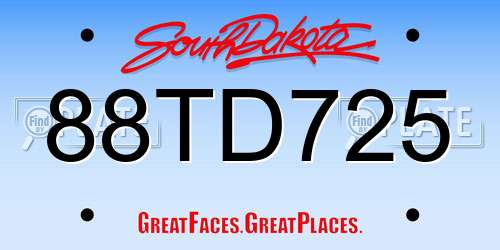 88TD725 South Dakota License Plate