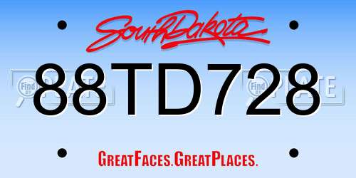 88TD728 South Dakota License Plate