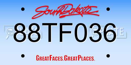 88TF036 South Dakota License Plate
