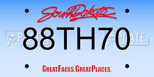 88TH70 South Dakota License Plate