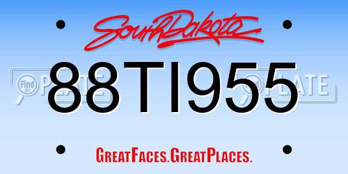 88TI955 South Dakota License Plate