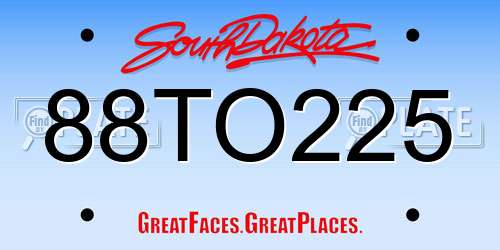 88TO225 South Dakota License Plate