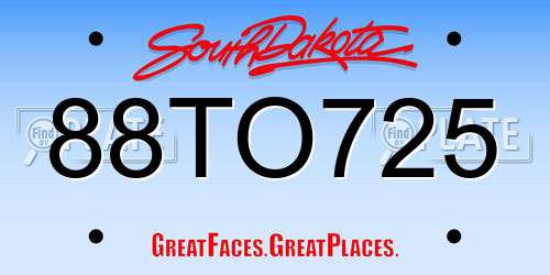 88TO725 South Dakota License Plate