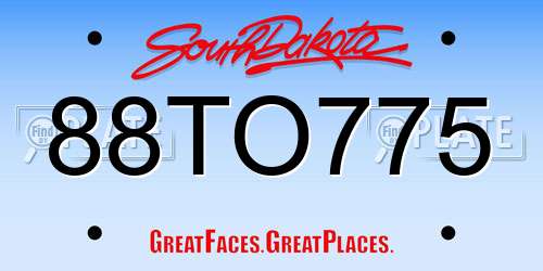 88TO775 South Dakota License Plate