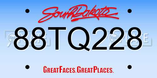 88TQ228 South Dakota License Plate