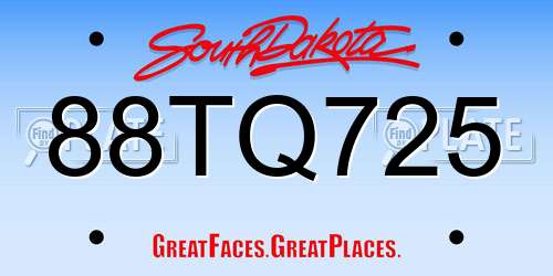 88TQ725 South Dakota License Plate