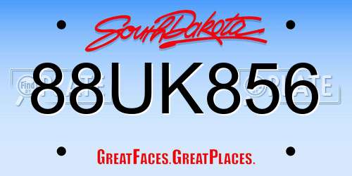88UK856 South Dakota License Plate