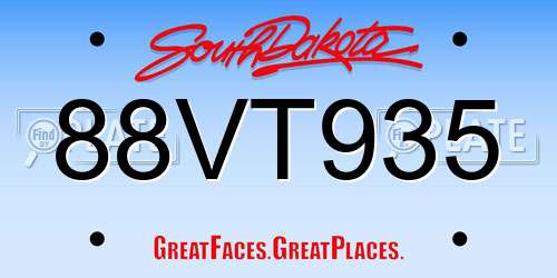 88VT935 South Dakota License Plate