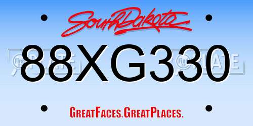 88XG330 South Dakota License Plate