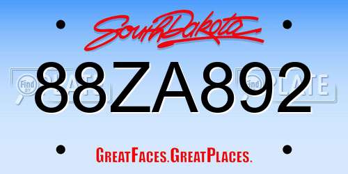 88ZA892 South Dakota License Plate