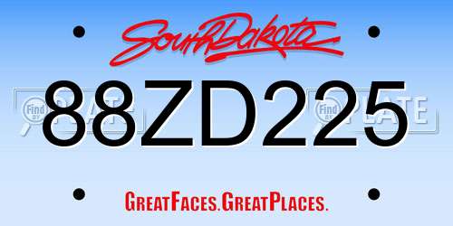 88ZD225 South Dakota License Plate