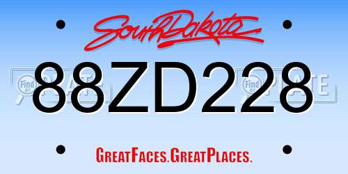 88ZD228 South Dakota License Plate