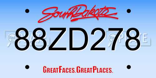 88ZD278 South Dakota License Plate