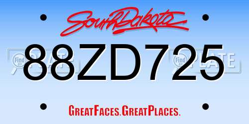 88ZD725 South Dakota License Plate