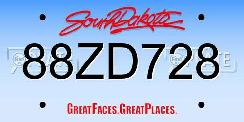 88ZD728 South Dakota License Plate