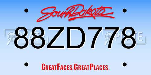 88ZD778 South Dakota License Plate
