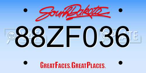 88ZF036 South Dakota License Plate