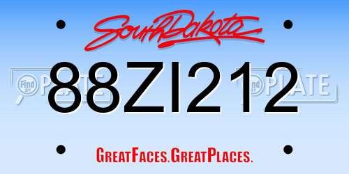 88ZI212 South Dakota License Plate