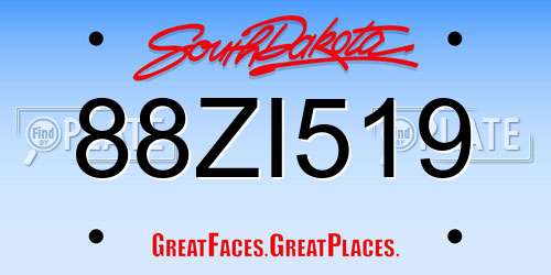 88ZI519 South Dakota License Plate