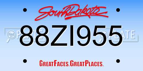 88ZI955 South Dakota License Plate