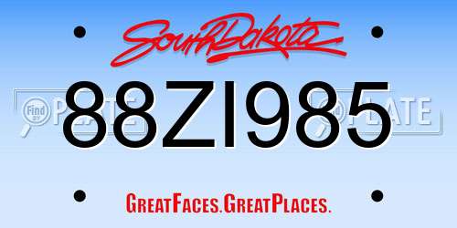 88ZI985 South Dakota License Plate