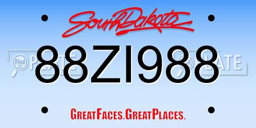 88ZI988 South Dakota License Plate