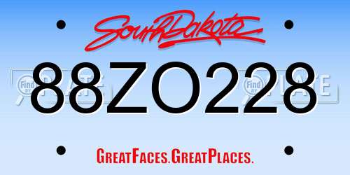 88ZO228 South Dakota License Plate