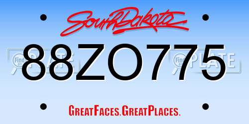 88ZO775 South Dakota License Plate