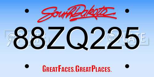 88ZQ225 South Dakota License Plate