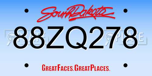 88ZQ278 South Dakota License Plate