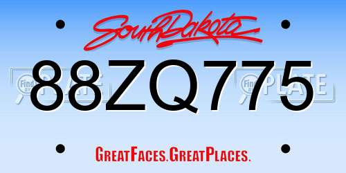 88ZQ775 South Dakota License Plate