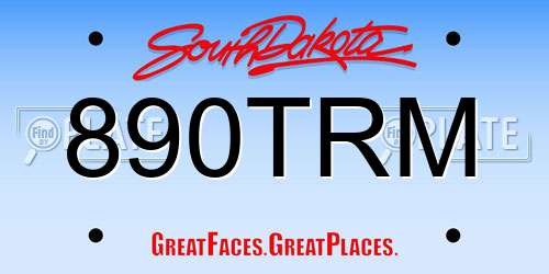 890TRM South Dakota License Plate