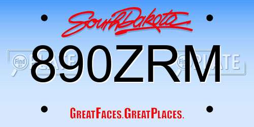 890ZRM South Dakota License Plate