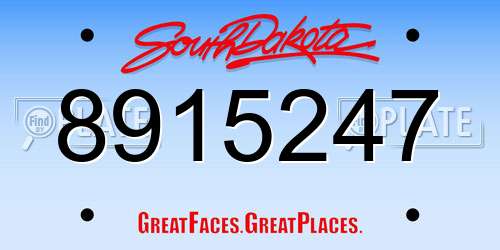 8915247 South Dakota License Plate